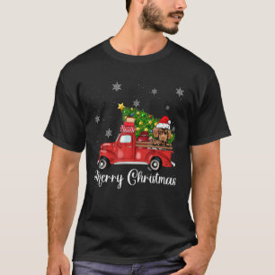 T-shirt Chien Dachshund équitation Camion Rouge Noël