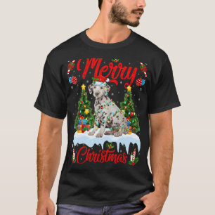 T-shirt Chien dalmate éclaire l'arbre de Noël Père Noël Da