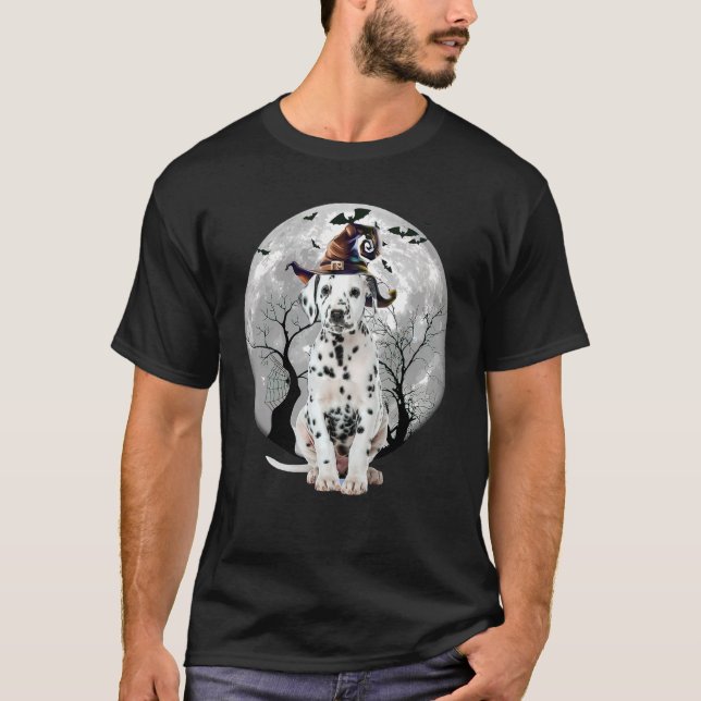 T-shirt Chien dalmate Et Lune Costume Halloween Chien (Devant)