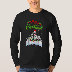 T-shirt Chien dalmate feux de Noël Santa Chapeau Chien de 