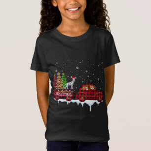 T-Shirt Chien dalmate Noël Camion rouge plaqué Père Noël N