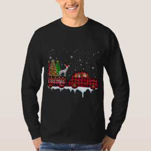T-shirt Chien dalmate Noël Camion rouge plaqué Père Noël N