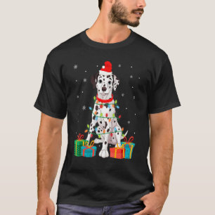 T-shirt Chien dalmate Noël Lumières Arbre Chien Chien Chie