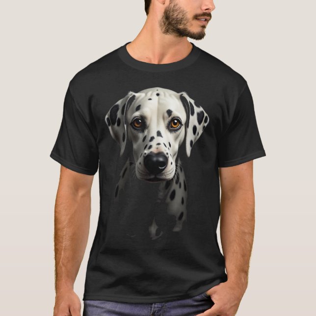 T-shirt Chien dalmate noir Visage dalmate (Devant)