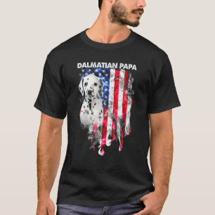 T-shirt Chien dalmate Papa Usa Drapeau Bonne Fête des père