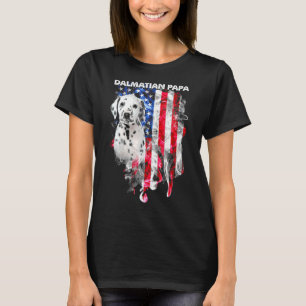 T-shirt Chien dalmate Papa Usa Drapeau Bonne Fête des père