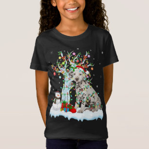 T-Shirt Chien dalmate Xmas Arbre Éclairage Père Noël Dalma