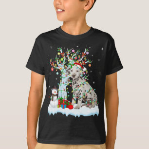 T-shirt Chien dalmate Xmas Arbre Éclairage Père Noël Dalma