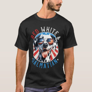 T-shirt Chien Dalmatien 4 juillet Blanc Rouge Et Amateurs