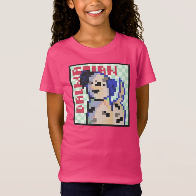T-Shirt Chien Dalmatien, Pixel Art, Pixelart  (Devant)