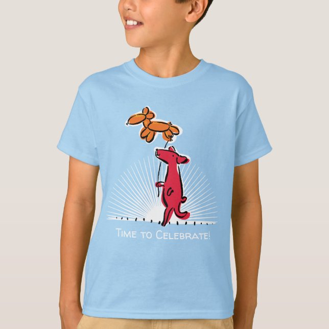 T-shirt Chien d'anniversaire avec animal de ballons (Devant)