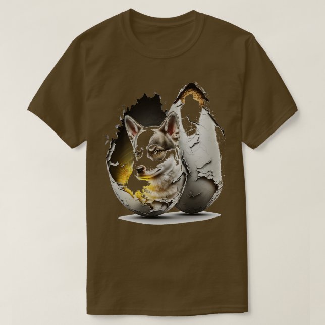 T-shirt chien dans l'oeuf 283 (Design devant)