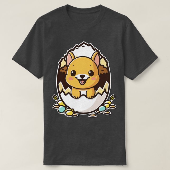 T-shirt Chien dans l'oeuf kawaii (Design devant)