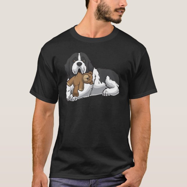 T-shirt Chien D'Atterrissage Avec Animal Stuffé Et Coeurs (Devant)