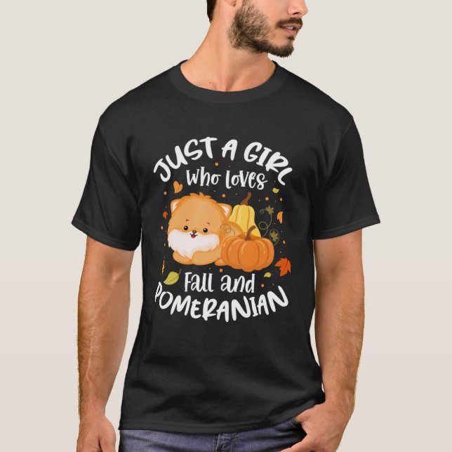 T-shirt Chien D'Automne Juste Une Fille Qui Aime Chute Et  (Devant)