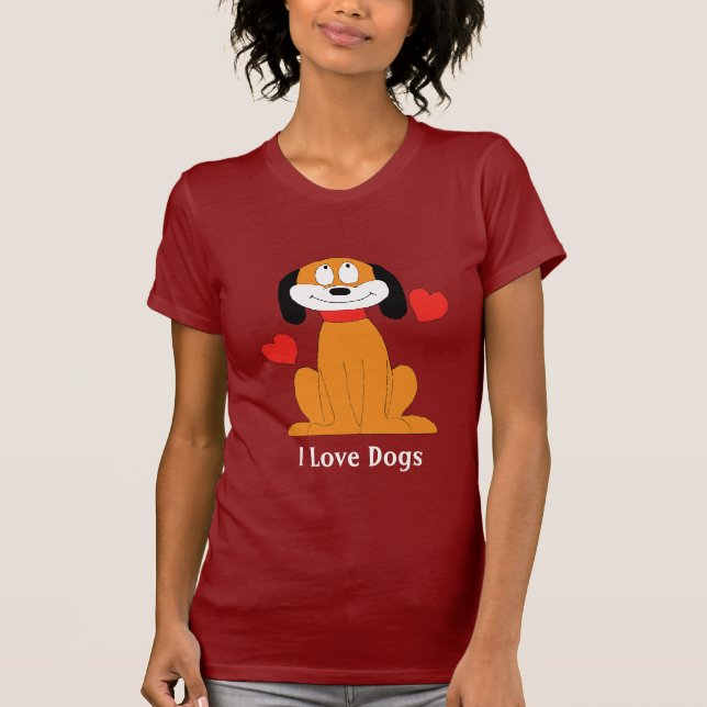 T-shirt Chien de bande dessinée avec des coeurs (Devant)