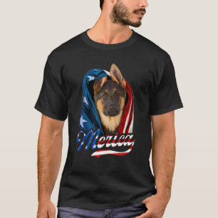 T-shirt Chien de berger allemand Merica 4 juillet Drapeau 