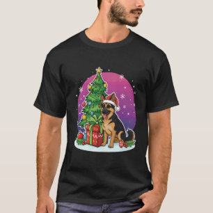 T-shirt Chien de berger allemand Noël Chapeau de Père Noël