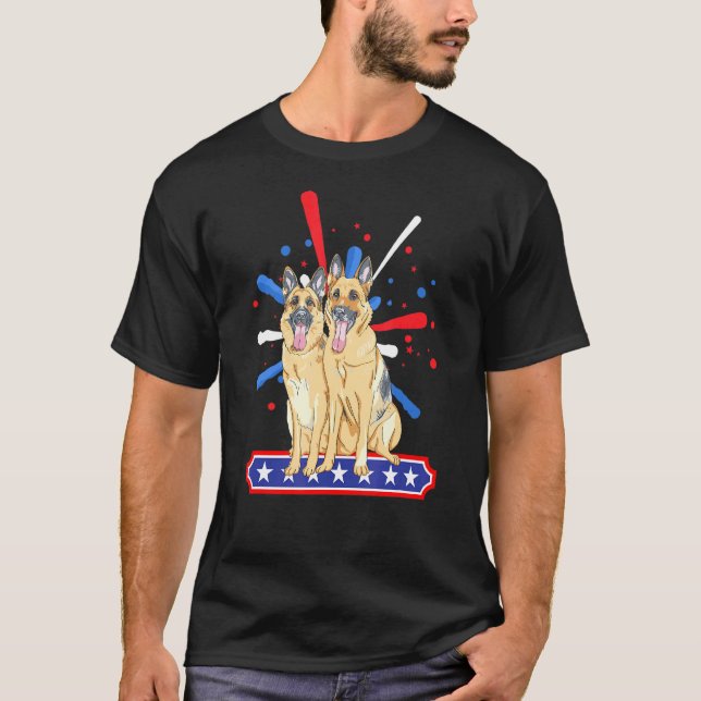 T-shirt Chien de berger allemand patriotique drapeau améri (Devant)