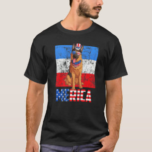 T-shirt Chien de berger allemand Usa 4 juillet Drapeau amé