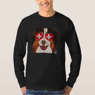 T-shirt Chien de Berger Américain Mineure Drapeau Suisse