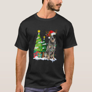 T-shirt Chien de berger australien Chapeau de Père Noël Re