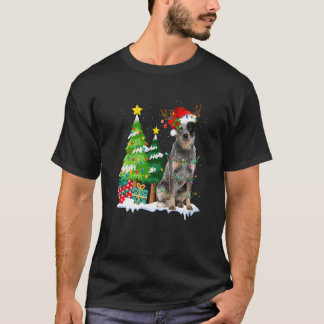T-shirt Chien de berger australien Chapeau de Père Noël Re
