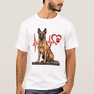 T-shirt Chien de berger belge Battement de coeur Patte Coe