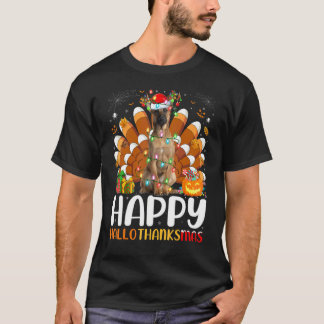 T-shirt Chien de berger belge Halloween Noël Hallothan