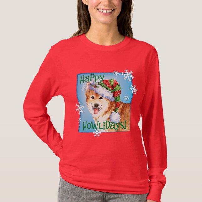 T-shirt Chien de berger heureux d'islandais de Howlidays (Devant)