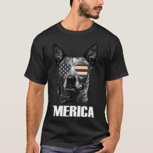 T-shirt Chien de bétail australien Merica Drapeau américai