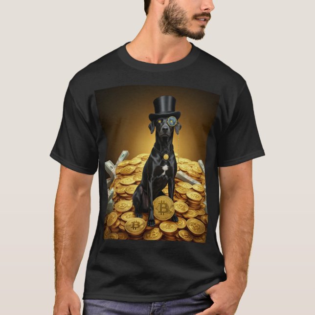 T-shirt Chien de Bitcoin riche (Devant)