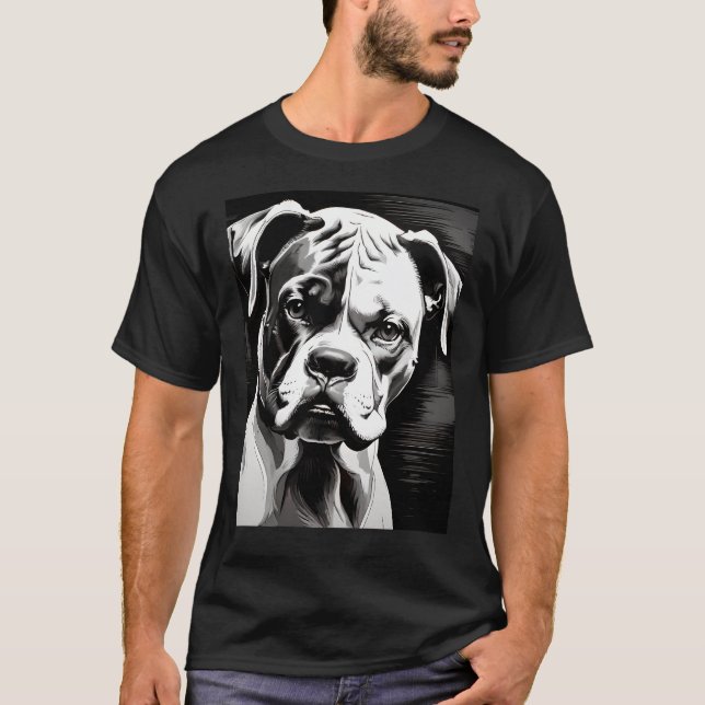 T-shirt Chien de boîte (Black White Pop Art) (Devant)