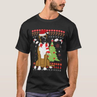 T-shirt Chien de boîte vilain Boxer Dog Tree pour Noël