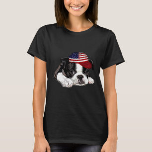 T-shirt Chien de Boston Terrier avec le drapeau américain