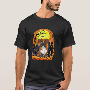 T-shirt Chien de boxe avec Citrouille drôle effrayant Part