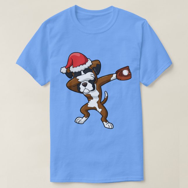 T-shirt Chien de boxe Baseball du Père Noël (Design devant)
