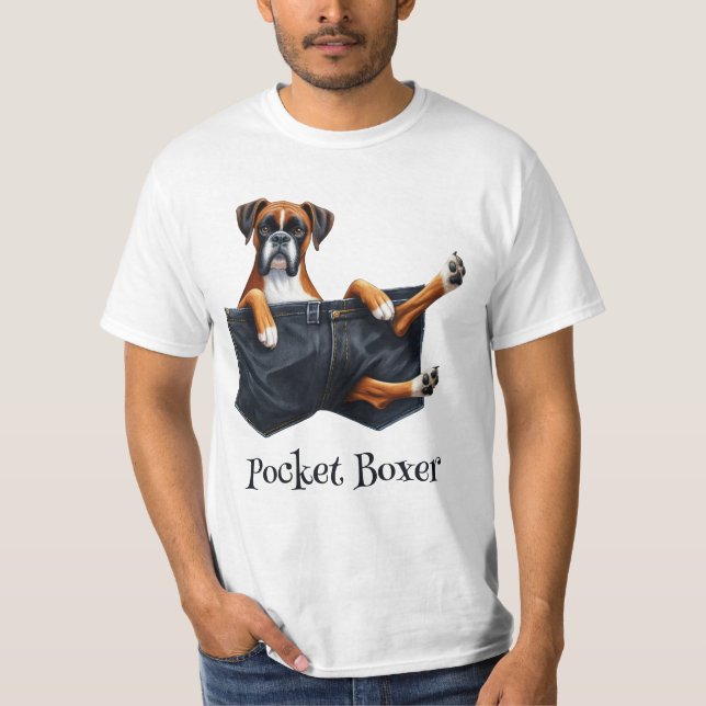 T-shirt Chien De Boxe Dans Une Poche (Devant)