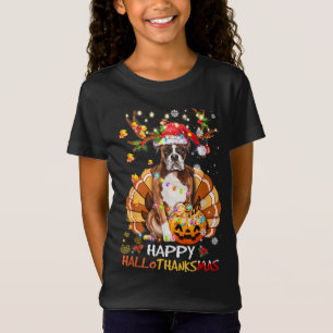 T-Shirt Chien de boxe Hallothanksmas Halloween Thanksgiv