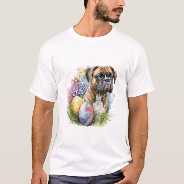 T-shirt Chien de boxe joyeux Oeuf de Pâques, Bonne Boxe de (Devant)