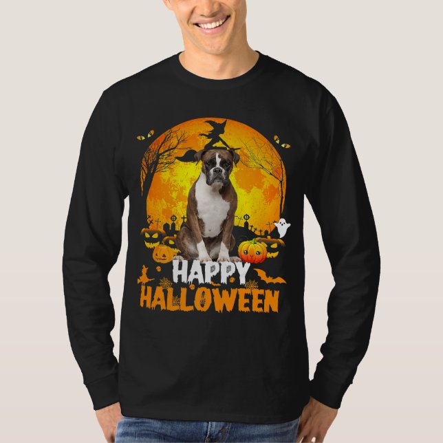 T-shirt Chien De Boxer Joyeux Jour D'Halloween Avec Citrou (Devant)
