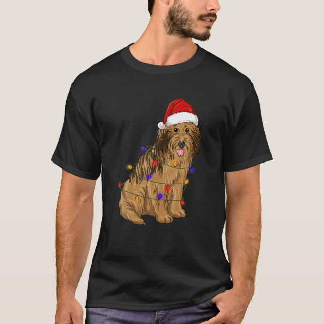 T-shirt Chien de Briard portant les lumières Casquettes de (Devant)