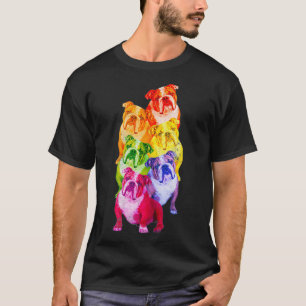 T-shirt Chien de Bulldog Rainbow Gay pride LGBT Chien fr