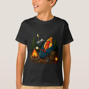 T-shirt Chien de camping drôle saucisse de dessin animé ho