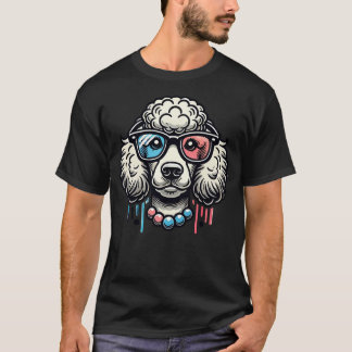T-shirt Chien de caniche avec lunettes