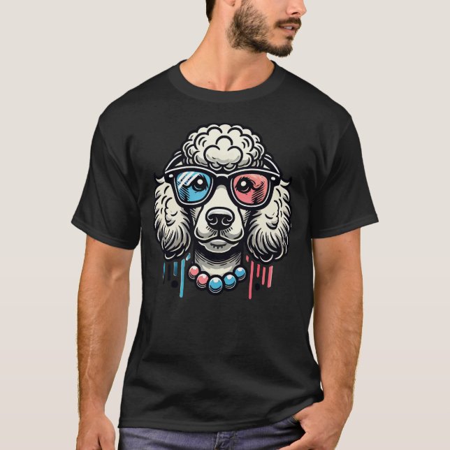 T-shirt Chien de caniche avec lunettes (Devant)