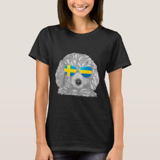 T-shirt Chien de caniche Brown Suède Lunettes de soleil