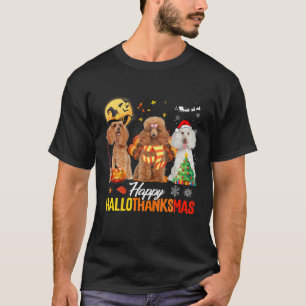 T-shirt Chien de caniche Hallothanksmas Halloween Thanksgi