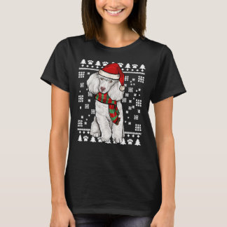 T-shirt Chien de caniche Santa Chapeau Noël Vilain