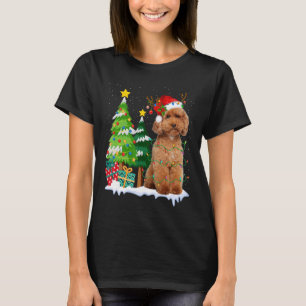 T-shirt Chien de caniche Santa Hat Reindeer lumières de No